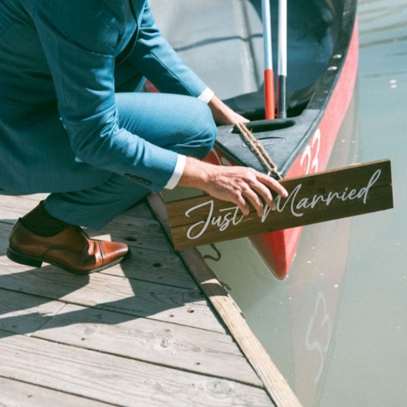 Just Married wooden sign - Picture 2 of 3